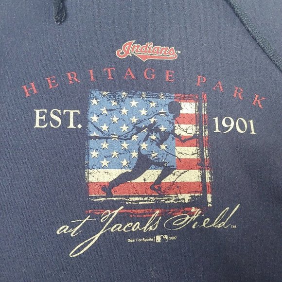 Cleveland Indians Jacobs Field Mens XXL Hooded Sweatshirt Gear For Sports Navy - Picture 3 of 6